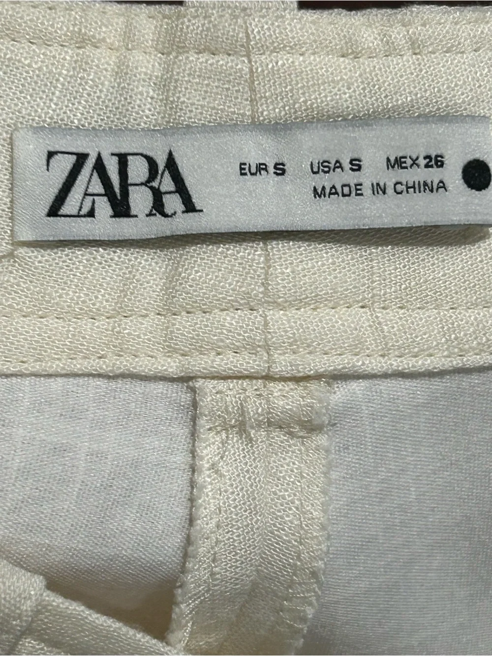 ZARA ZW COLLECTION Embroidered Linen Wide-Leg Pants